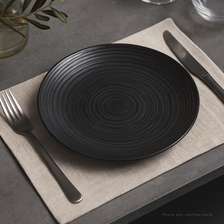 Service d'assiettes 18 pièces Black Sand en grès