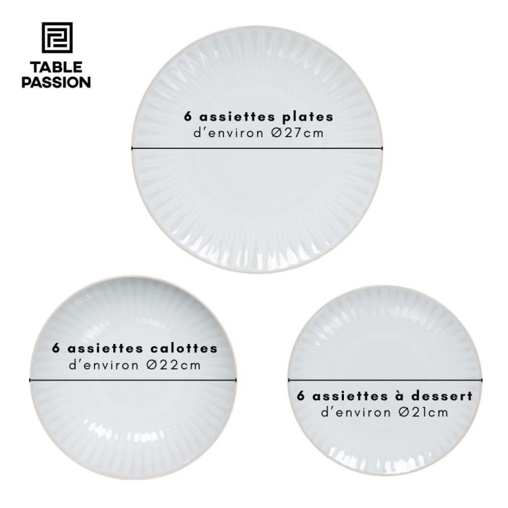 Service d'assiettes 18 pièces Olympe en grès