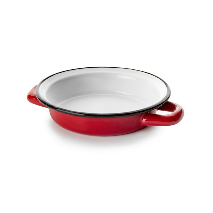 Plat à œuf email rouge 14 cm en acier émaillé