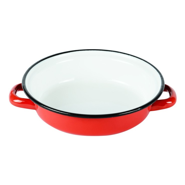 Plat à œuf émaillé  18 cm rouge en acier émaillé