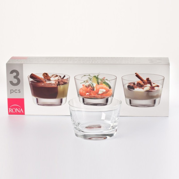 Boîte de 3 verrines Coniques 27 cl en cristallin