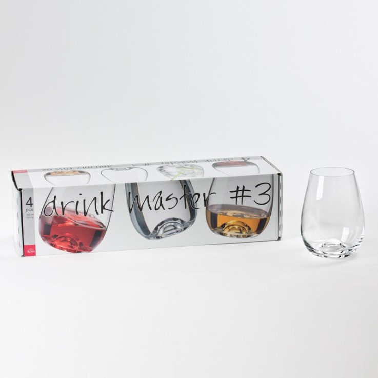 Boîte de 4 gobelets forme haute Drink Master 46 cl en cristallin