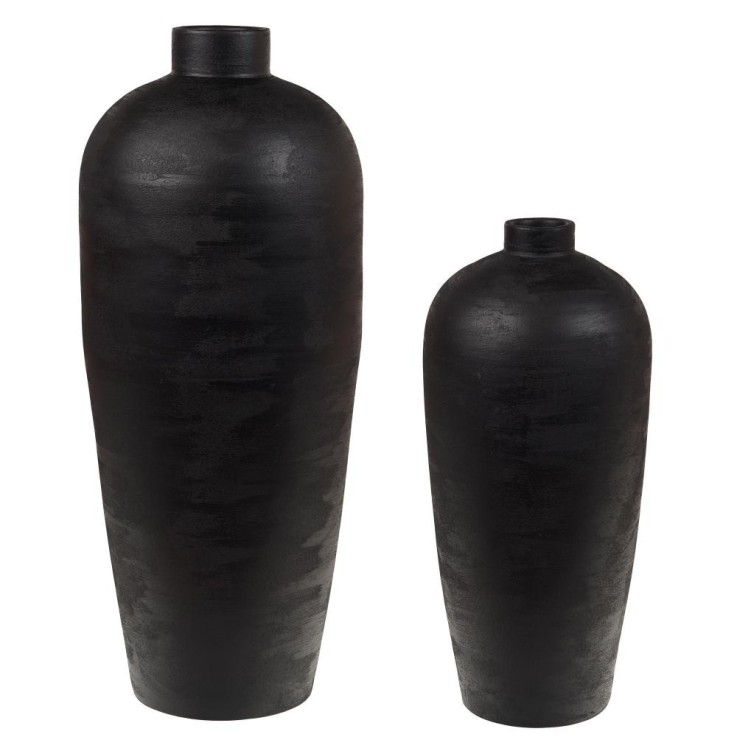 Vase Baki Noir 80 cm en terre cuite
