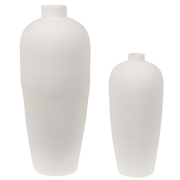 Vase Baki Blanc 80 cm en terre cuite