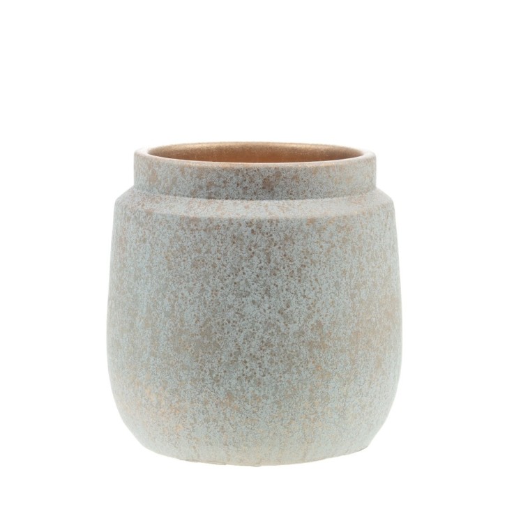 Vase Galassia blanc et or 20 cm en terre cuite