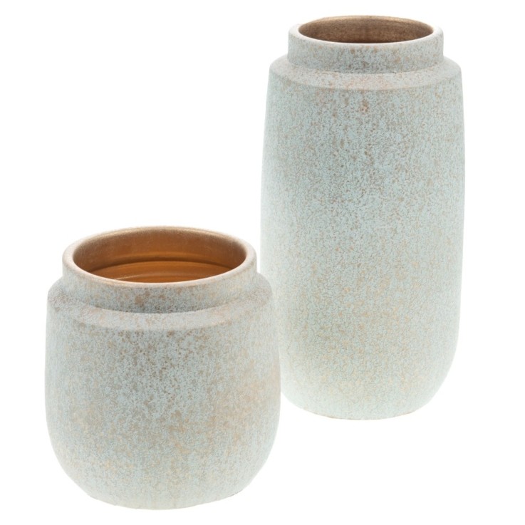 Vase Galassia blanc et or 20 cm en terre cuite