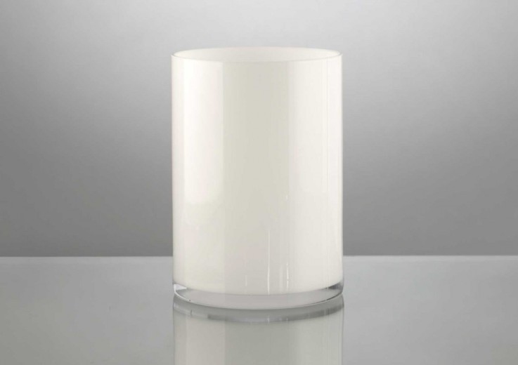 Vase cylindrique 21 cm blanc en verre