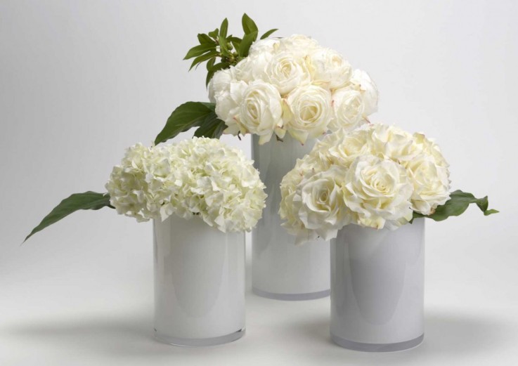 Vase cylindrique 21 cm blanc en verre