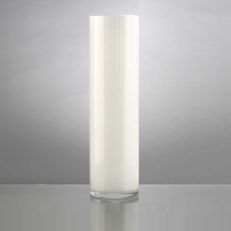 Vase cylindrique 52 cm blanc en verre