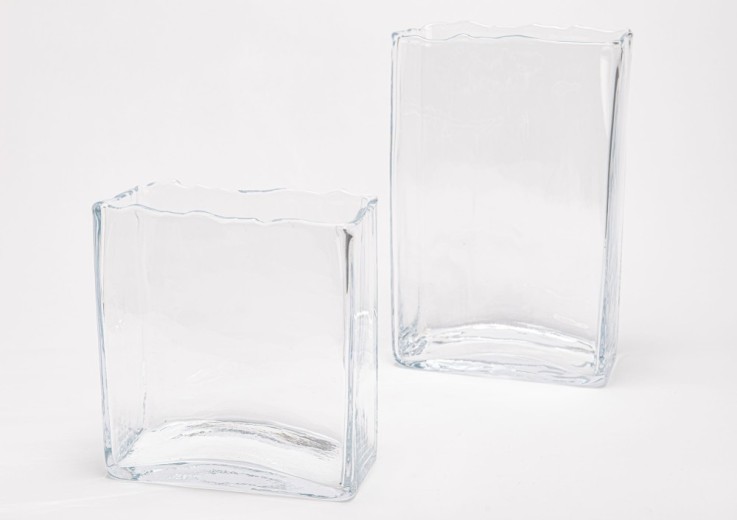Vase rectangle déco 24 cm en verre