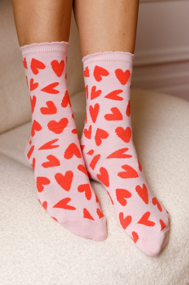 Chaussettes Coton À Motif Mi Amor Rose