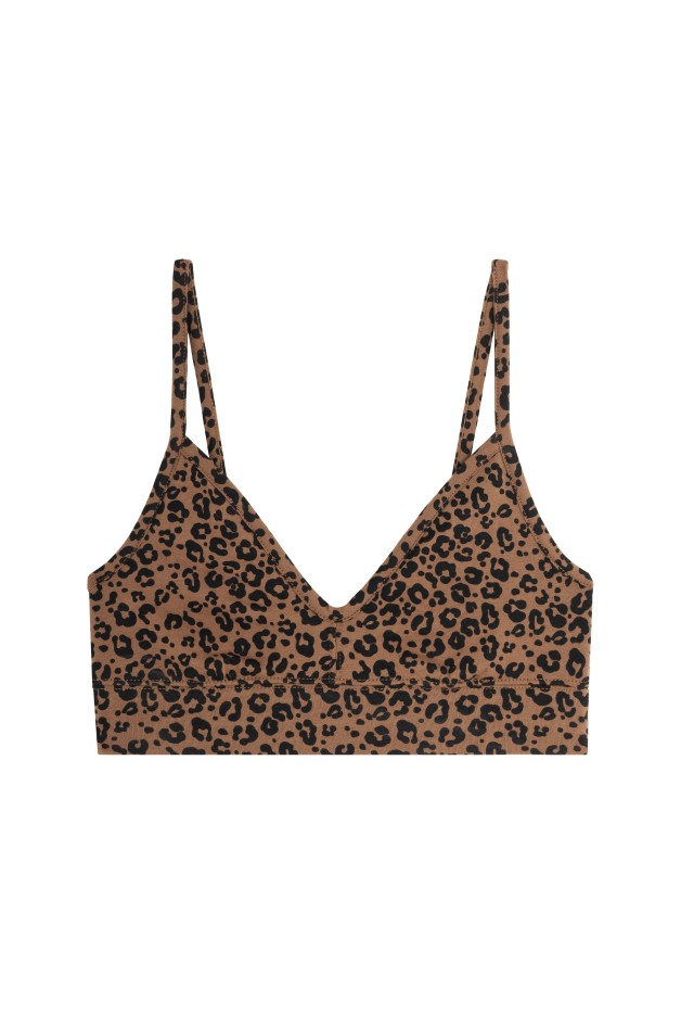 Brassière Coton Imprimée Léopard Marron