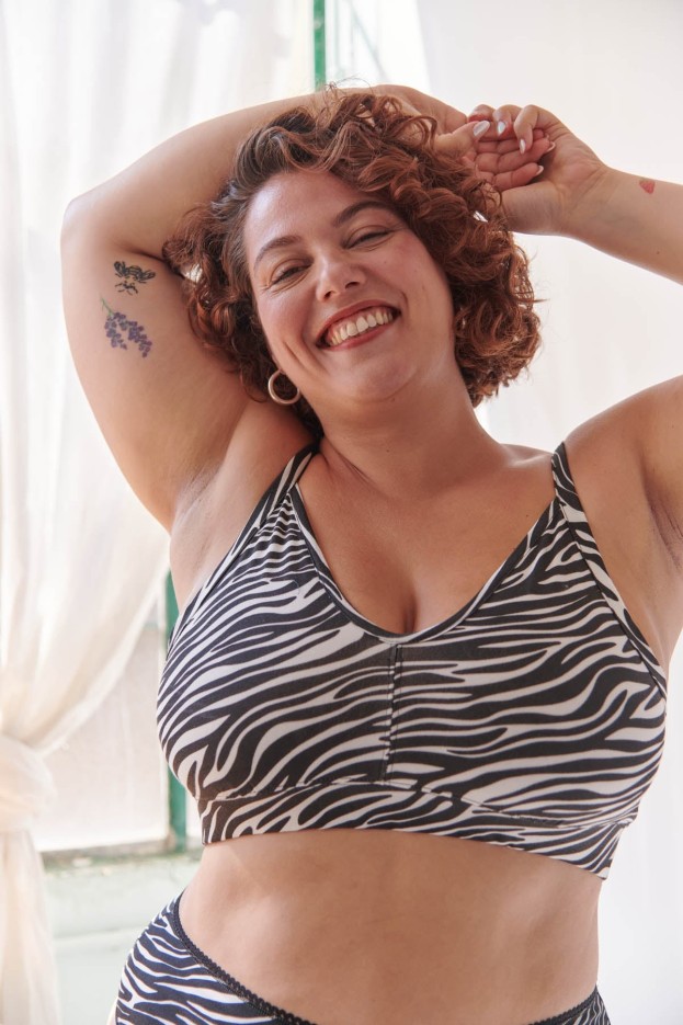 Brassière Coton Imprimée Zèbre Noir Et Blanc