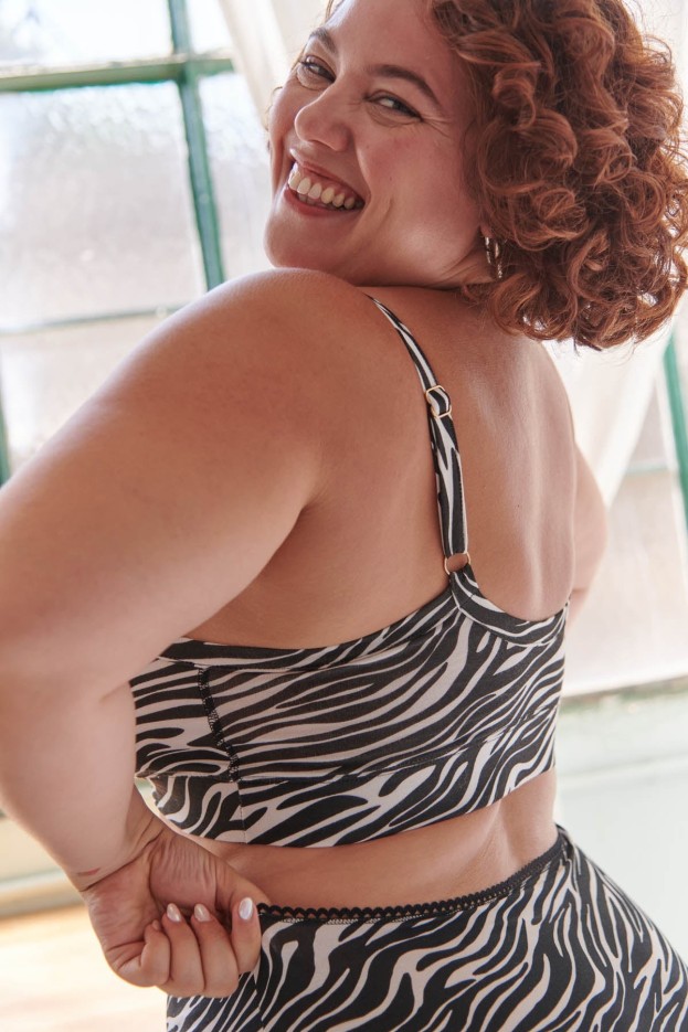 Brassière Coton Imprimée Zèbre Noir Et Blanc