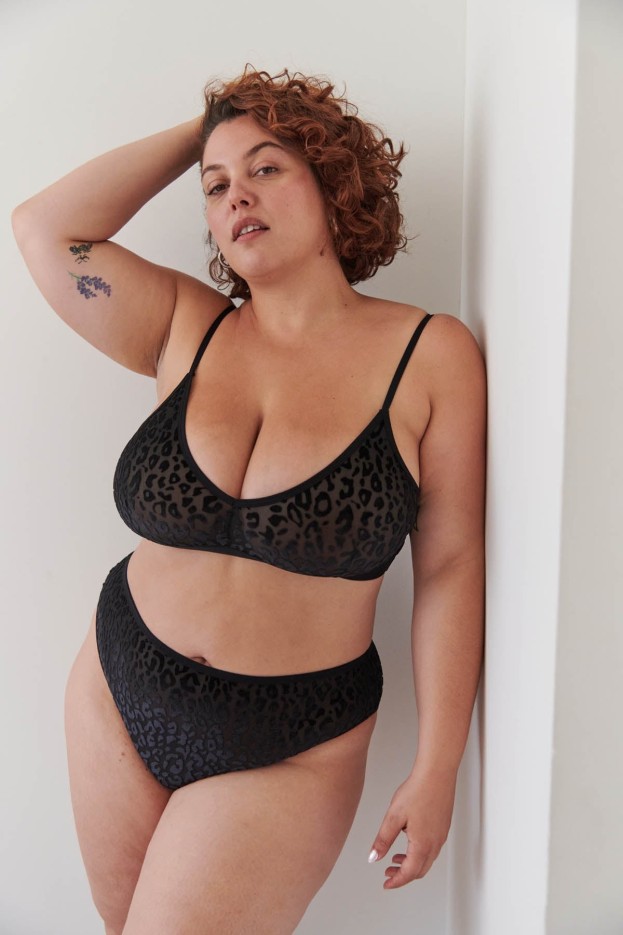 Brassière En Tulle Léopard Noir