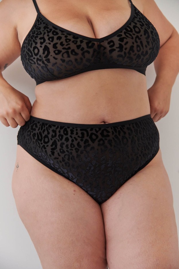 Brassière En Tulle Léopard Noir