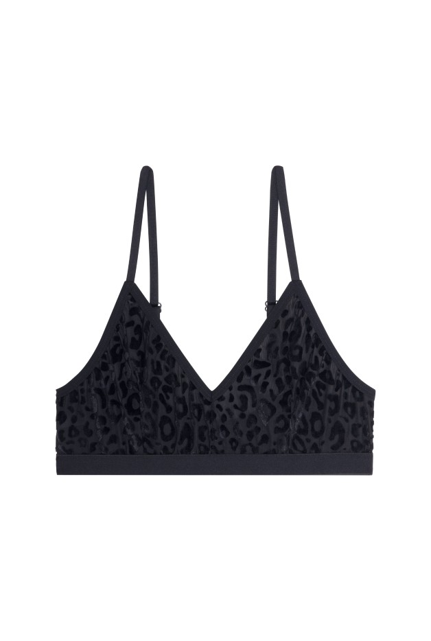 Brassière En Tulle Léopard Noir