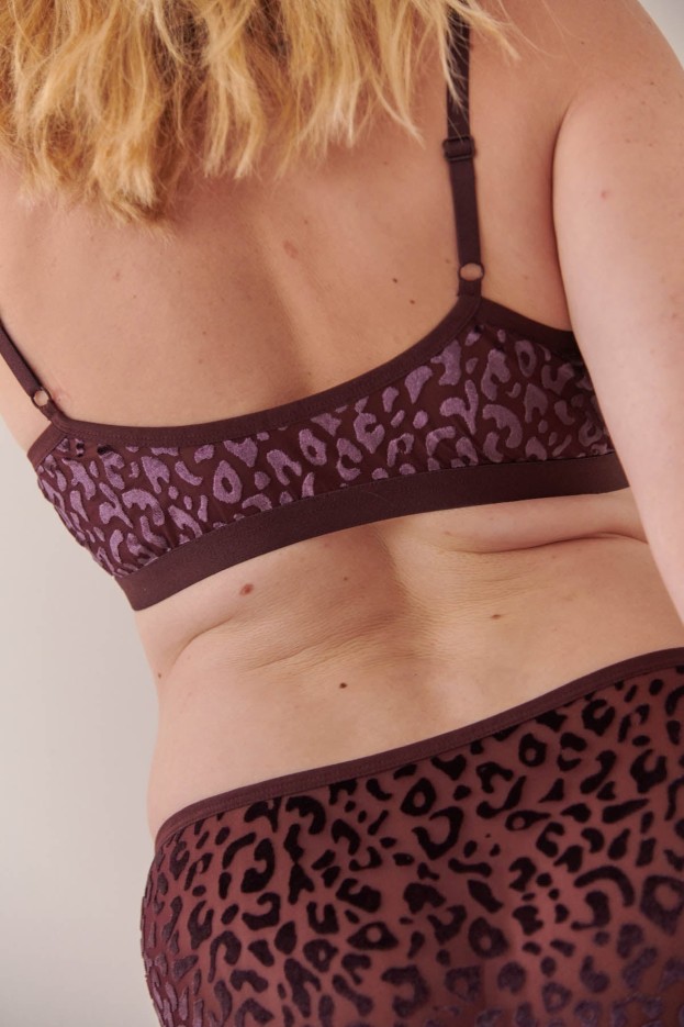Brassière En Tulle Léopard Prune