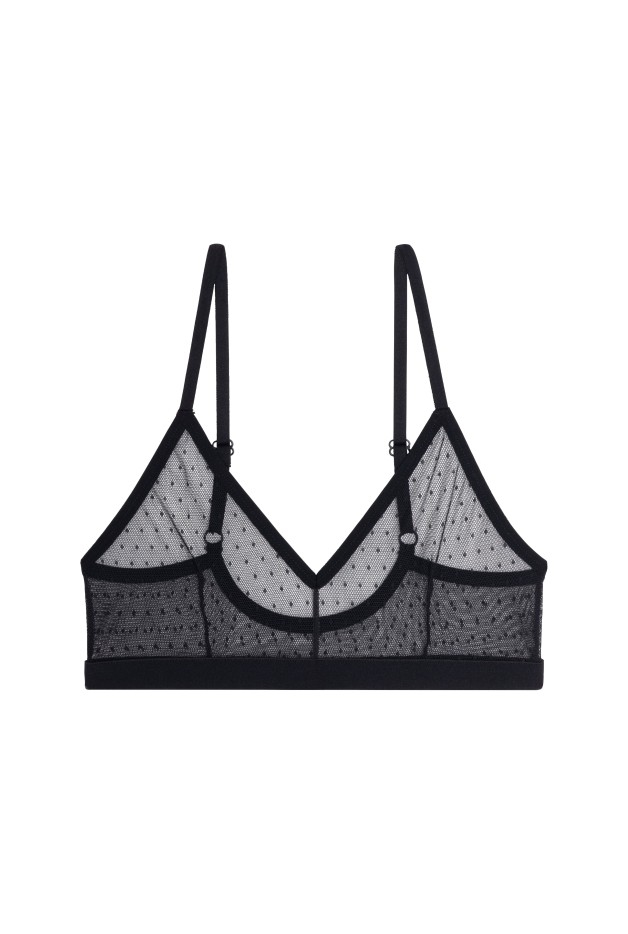 Brassière En Tulle Pois Noir