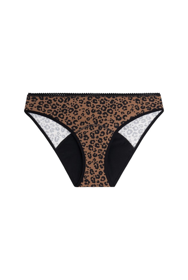 Culotte Menstruelle Flux Abondant Gots Léopard Marron
