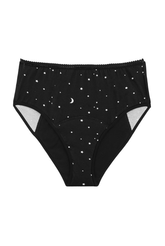 Culotte Menstruelle Taille Haute - Flux Nuit Gots Astro Noir
