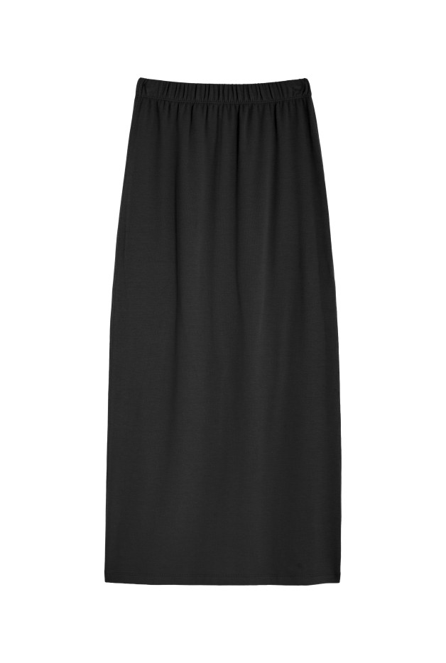 Jupe Longue En Maille Coton Uni Maille Noir