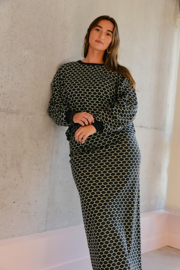 Jupe Longue En Maille Coton Imprimé Bee