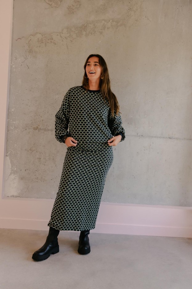 Jupe Longue En Maille Coton Imprimé Bee