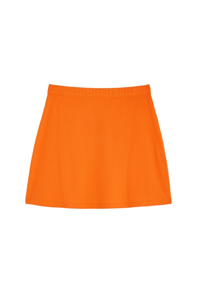Jupe Courte En Maille Coton Uni Maille Orange