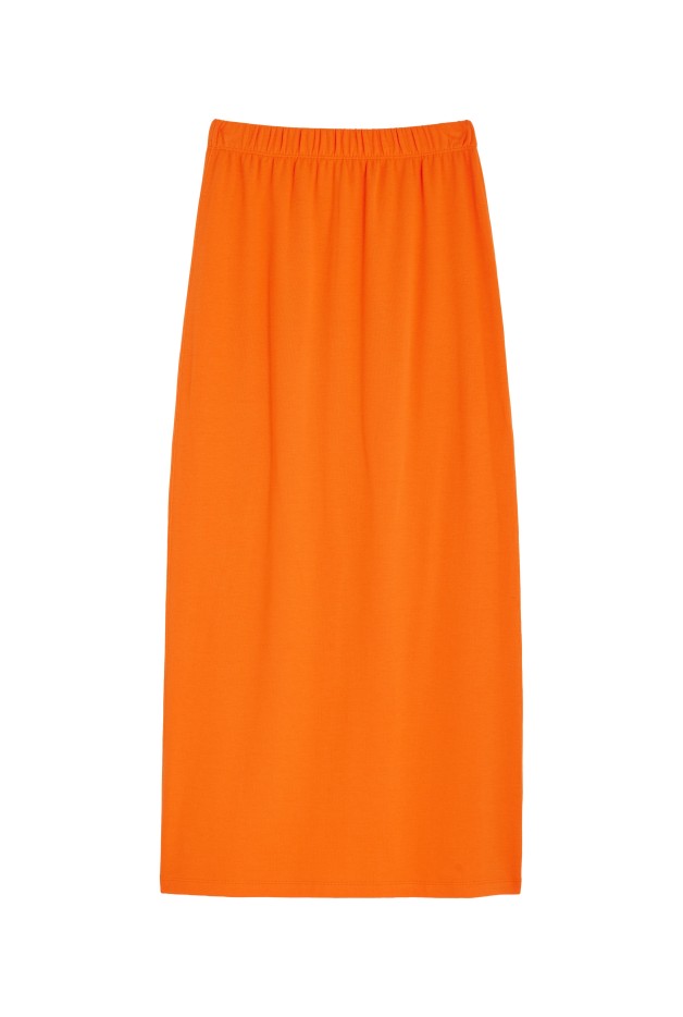 Jupe Longue En Maille Coton Uni Maille Orange