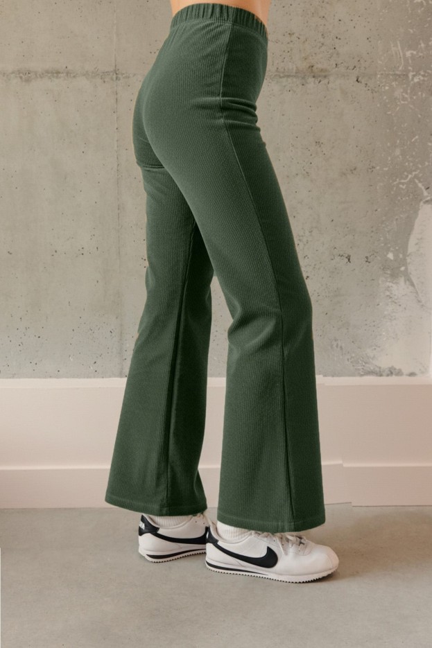 Pantalon Évasé Velours Kaki