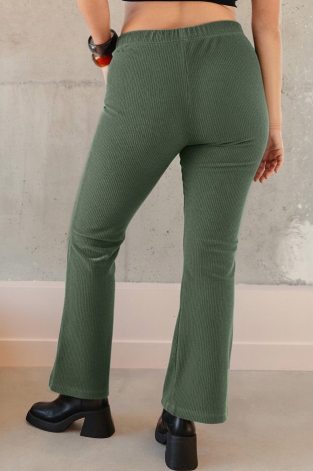 Pantalon Évasé Velours Kaki