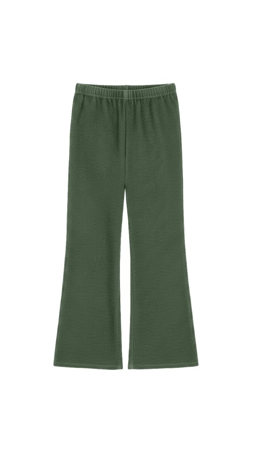 Pantalon Évasé Velours Kaki