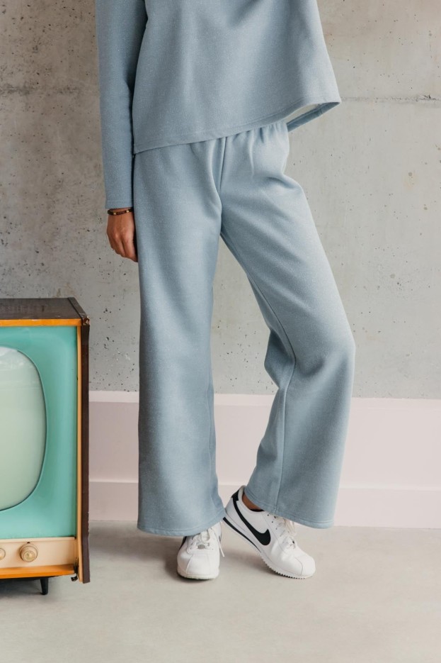 Pantalon De Jogging En Coton Paillettes Bleu