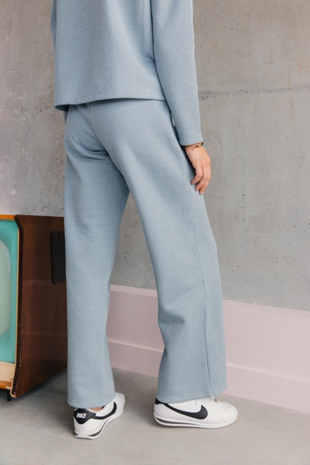 Pantalon De Jogging En Coton Paillettes Bleu