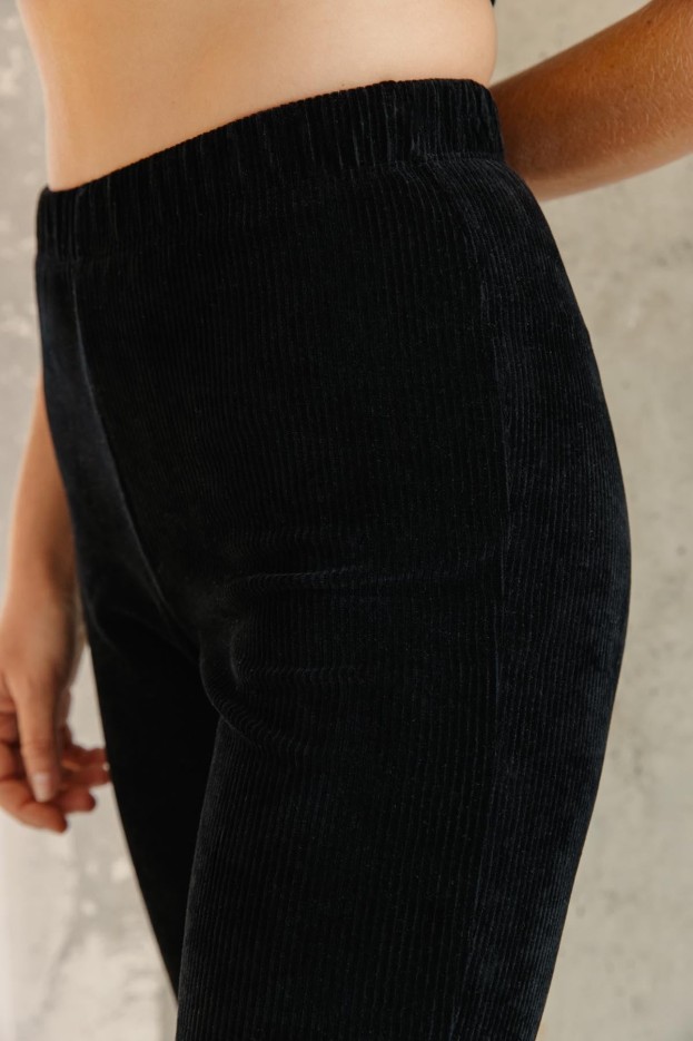 Pantalon Évasé Velours Côtelé Velours Noir