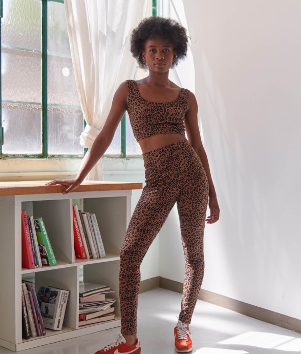 Leggings Coton Léopard Marron