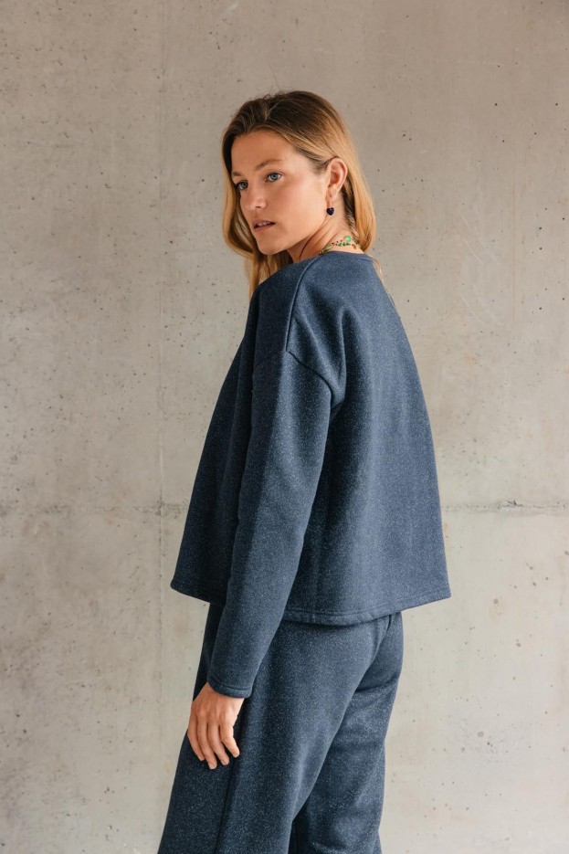 Sweat À Paillettes - Bleu Nuit Paillettes Bleu