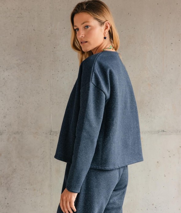 Sweat À Paillettes - Bleu...