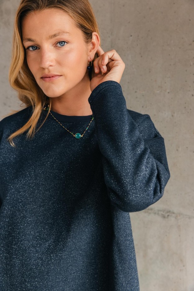 Sweat À Paillettes - Bleu Nuit Paillettes Bleu