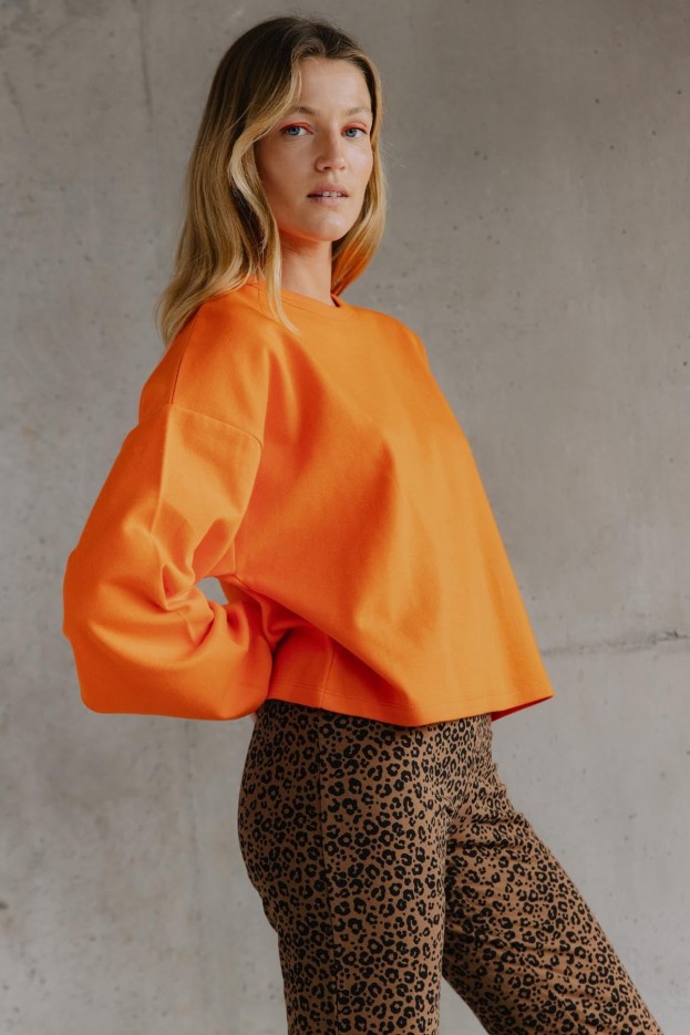 Sweat En Coton Maille Orange