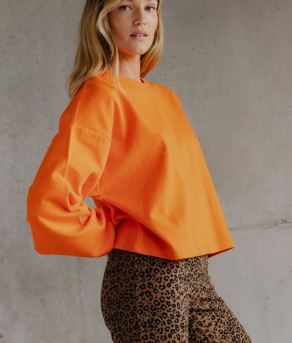 Sweat En Coton Maille Orange