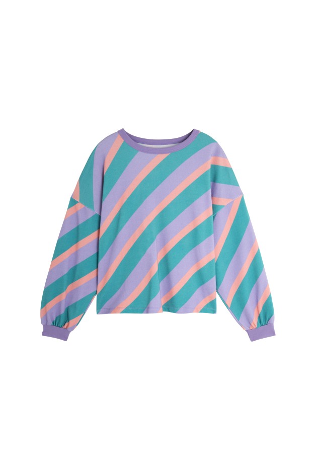 Sweat Coton Imprimé Flashback Rayures Rétro