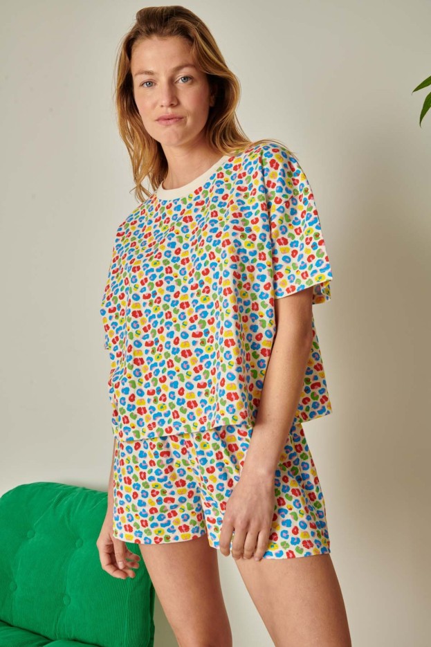 Pyjama Short En Coton Léopardo