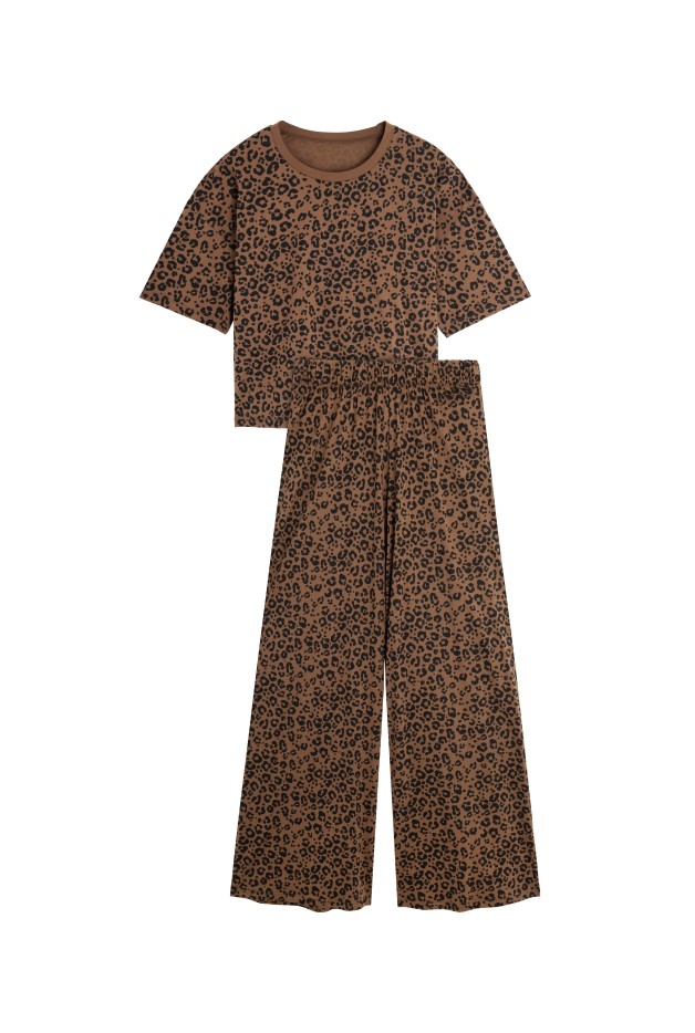 Pyjama Long Coton Léopard Marron