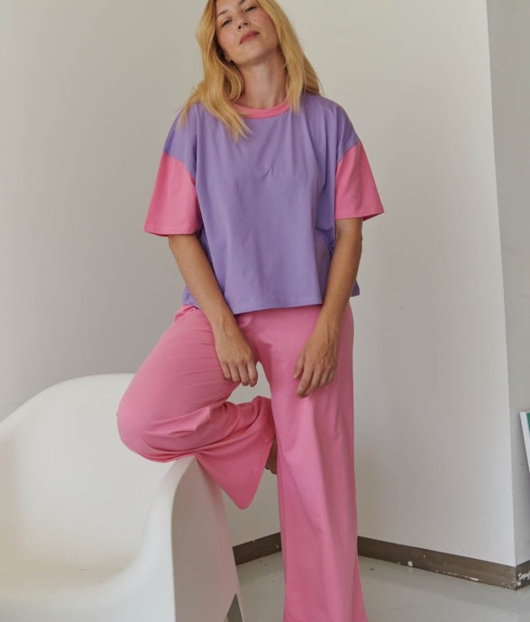 Pyjama Long Coton Colorblock