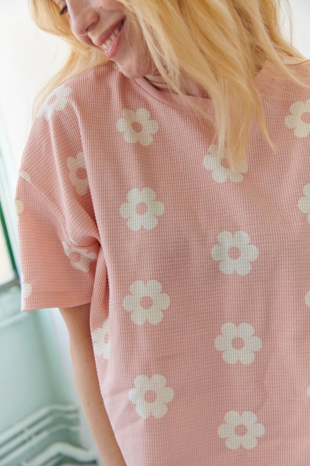 Pyjashort Coton Nid D'Abeille Monique Rose