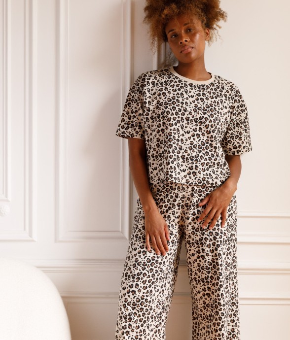 Pyjama Long Coton Léopard...