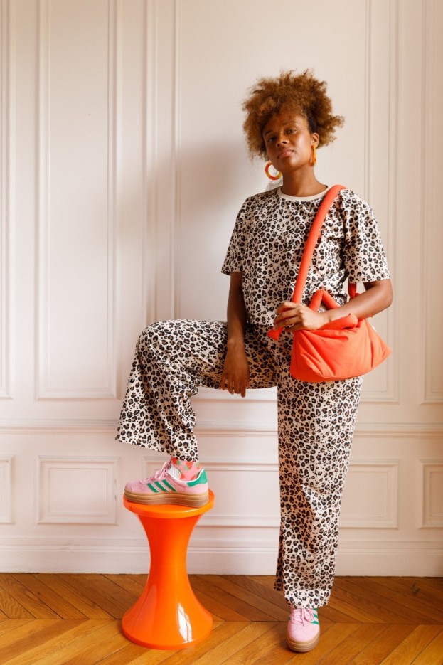 Pyjama Long Coton Léopard Beige