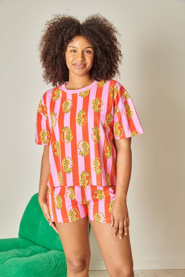 Pyjama Short En Coton Léo Rayures